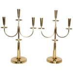 Pair of Vintage Brass Candelabra by Tommi Parzinger for Dorlyn Silversmiths