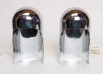 Pair of Italian Modern Space Age Sculptural Chrome "Helmet" Table Lamps - Image 3