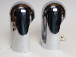 Pair of Italian Modern Space Age Sculptural Chrome "Helmet" Table Lamps - Image 7