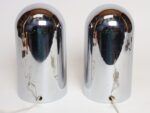 Pair of Italian Modern Space Age Sculptural Chrome "Helmet" Table Lamps - Image 6
