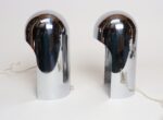 Pair of Italian Modern Space Age Sculptural Chrome "Helmet" Table Lamps - Image 5