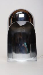 Pair of Italian Modern Space Age Sculptural Chrome "Helmet" Table Lamps - Image 11