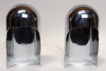 Pair of Italian Modern Space Age Sculptural Chrome "Helmet" Table Lamps - Image 2