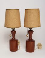 Pair of Danish Modern Diminutive Sculptural Teak and Brass Table Lamps - Image 6