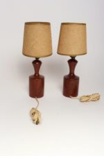 Pair of Danish Modern Diminutive Sculptural Teak and Brass Table Lamps - Image 5