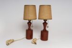 Pair of Danish Modern Diminutive Sculptural Teak and Brass Table Lamps - Image 3