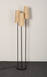 Vintage Black Metal Three Fixture Floor Lamp with Shades by David Wurster - Image 2
