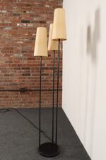 Vintage Black Metal Three Fixture Floor Lamp with Shades by David Wurster - Image 3