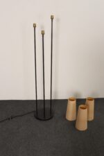 Vintage Black Metal Three Fixture Floor Lamp with Shades by David Wurster - Image 7