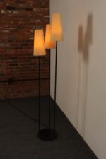 Vintage Black Metal Three Fixture Floor Lamp with Shades by David Wurster - Image 5