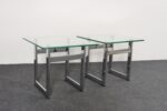 Mid Century American Modern Side / End Tables in Chrome with Square Glass Tops - Image 2