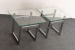 Mid Century American Modern Side / End Tables in Chrome with Square Glass Tops - Image 4