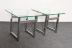 Mid Century American Modern Side / End Tables in Chrome with Square Glass Tops - Image 3