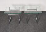 Mid Century American Modern Side / End Tables in Chrome with Square Glass Tops - Image 6
