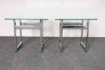 Mid Century American Modern Side / End Tables in Chrome with Square Glass Tops - Image 5