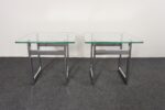 Mid Century American Modern Side / End Tables in Chrome with Square Glass Tops - Image 7