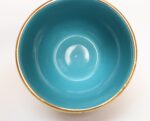 Vintage Italian Turquoise and Gilt Ceramic "Seta" Bowl by Aldo Londi for Bitossi - Image 4