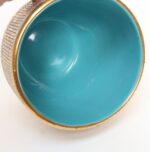 Vintage Italian Turquoise and Gilt Ceramic "Seta" Bowl by Aldo Londi for Bitossi - Image 3