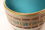 Vintage Italian Turquoise and Gilt Ceramic "Seta" Bowl by Aldo Londi for Bitossi - Image 9