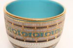 Vintage Italian Turquoise and Gilt Ceramic "Seta" Bowl by Aldo Londi for Bitossi - Image 8