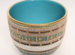 Vintage Italian Turquoise and Gilt Ceramic "Seta" Bowl by Aldo Londi for Bitossi - Image 7
