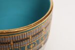 Vintage Italian Turquoise and Gilt Ceramic "Seta" Bowl by Aldo Londi for Bitossi - Image 11