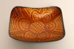 Vintage Italian Modernist Amber Enamel on Copper Curved Plate with Floral Motif - Image 4