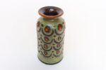 Vintage Italian Green, Brown and Orange Glaze Incised Ceramic Vase by Bitossi - Image 3