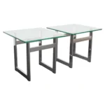 Mid Century American Modern Side / End Tables in Chrome with Square Glass Tops