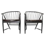 Pair of Swedish Modern Ebonized Beechwood Sunfeather Arm Chairs by Sonna Rosen