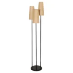 Vintage Black Metal Three Fixture Floor Lamp with Shades by David Wurster