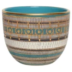 Vintage Italian Turquoise and Gilt Ceramic "Seta" Bowl by Aldo Londi for Bitossi