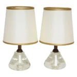 Pair of Diminutive Vintage Italian Blown Art Glass Boudoir Bedside Table Lamps