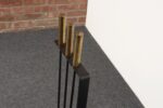 Vintage Modernist Iron and Brass Fireplace Tool Set with Brush, Shovel and Poker - Image 11