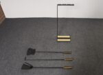 Vintage Modernist Iron and Brass Fireplace Tool Set with Brush, Shovel and Poker - Image 6