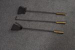 Vintage Modernist Iron and Brass Fireplace Tool Set with Brush, Shovel and Poker - Image 8