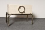 Vintage Karl Springer-Style Parchment Wrapped Trunk / Box on Nickel Plated Base - Image 3