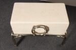 Vintage Karl Springer-Style Parchment Wrapped Trunk / Box on Nickel Plated Base - Image 4