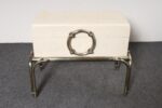 Vintage Karl Springer-Style Parchment Wrapped Trunk / Box on Nickel Plated Base - Image 2