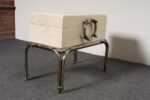 Vintage Karl Springer-Style Parchment Wrapped Trunk / Box on Nickel Plated Base - Image 10