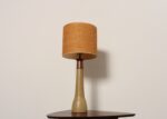 Vintage Gordon and Jane Martz Ochre Stoneware and Walnut Table Lamp with Finial - Image 2
