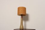 Vintage Gordon and Jane Martz Ochre Stoneware and Walnut Table Lamp with Finial - Image 3