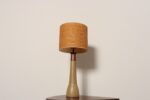 Vintage Gordon and Jane Martz Ochre Stoneware and Walnut Table Lamp with Finial - Image 4