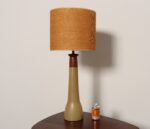 Vintage Gordon and Jane Martz Ochre Stoneware and Walnut Table Lamp with Finial - Image 10