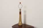 Vintage Gordon and Jane Martz Ochre Stoneware and Walnut Table Lamp with Finial - Image 6