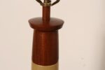 Vintage Gordon and Jane Martz Ochre Stoneware and Walnut Table Lamp with Finial - Image 12