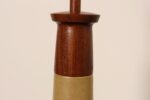 Vintage Gordon and Jane Martz Ochre Stoneware and Walnut Table Lamp with Finial - Image 13