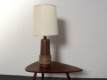 Vintage Brown Ceramic and Walnut Table Lamp with Finial by Gordon and Jane Martz - Image 2