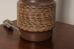 Vintage Brown Ceramic and Walnut Table Lamp with Finial by Gordon and Jane Martz - Image 9