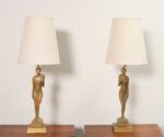 Pair of Vintage Male and Female Figural Carved Table Lamps by Clifford C Stasack - Image 3
